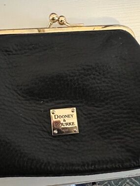 Dooney & Bourke Black Leather Wallet with Gold-Tone Frame